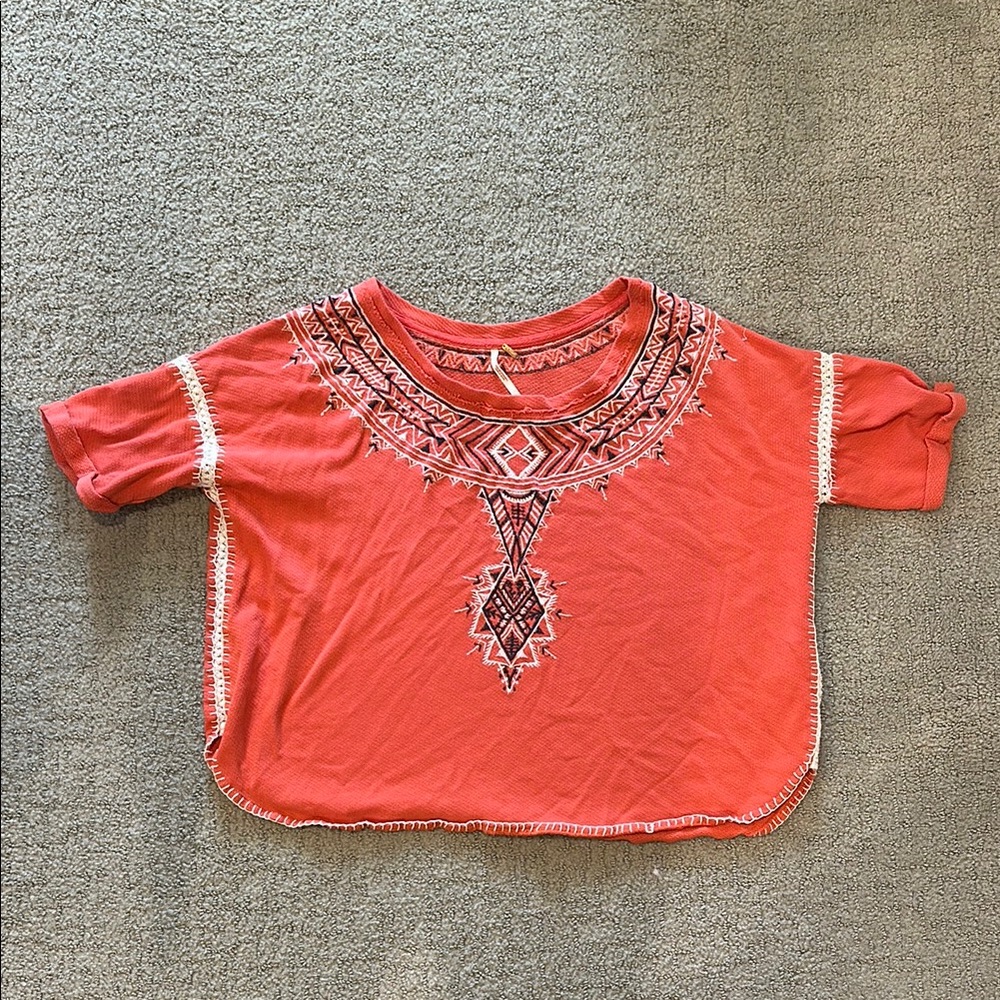 Free People  Coral Embroidered Top - Picture 2 of 4